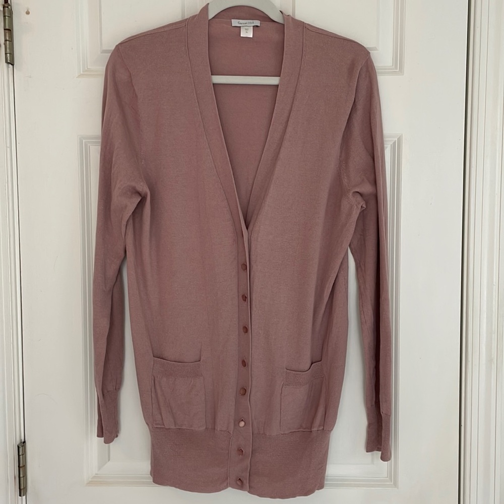 Pink/mauve lightweight button front cardigan